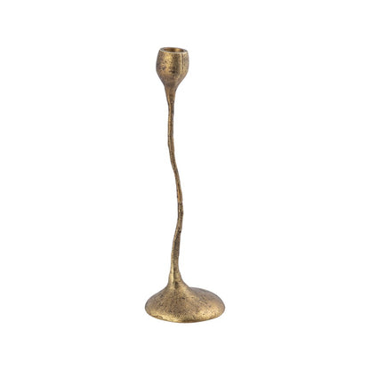 Atlas Lighting Rosen Set of 3 Brass Candleholders | Curving Metal Taper Holders | Dining Room & Mantel Decor | 4 x 4 x 15 in | Model AC11565-01S