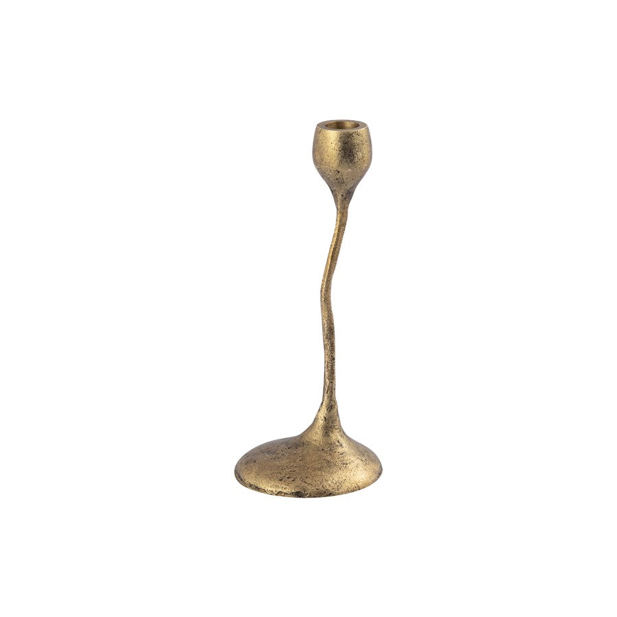 Atlas Lighting Rosen Set of 3 Brass Candleholders | Curving Metal Taper Holders | Dining Room & Mantel Decor | 4 x 4 x 15 in | Model AC11565-01S