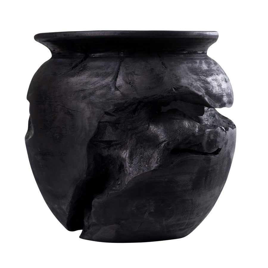 Atlas Lighting Ross 9in Small Vessel | Ebonized Wood | Japandi-Inspired Sculpture & Decor | 9 x 9 x 10 in | Model AC11566-01