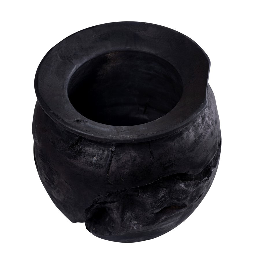 Atlas Lighting Ross 9in Small Vessel | Ebonized Wood | Japandi-Inspired Sculpture & Decor | 9 x 9 x 10 in | Model AC11566-01