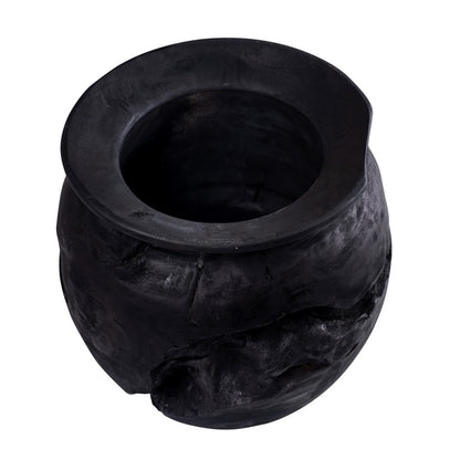 Atlas Lighting Ross 9in Small Vessel | Ebonized Wood | Japandi-Inspired Sculpture & Decor | 9 x 9 x 10 in | Model AC11566-01