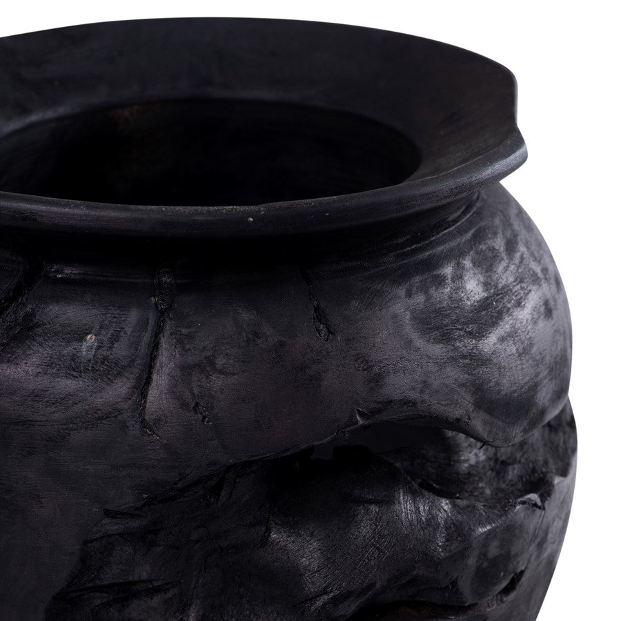 Atlas Lighting Ross 9in Small Vessel | Ebonized Wood | Japandi-Inspired Sculpture & Decor | 9 x 9 x 10 in | Model AC11566-01