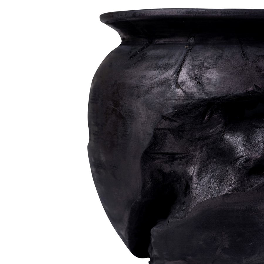 Atlas Lighting Ross 9in Small Vessel | Ebonized Wood | Japandi-Inspired Sculpture & Decor | 9 x 9 x 10 in | Model AC11566-01
