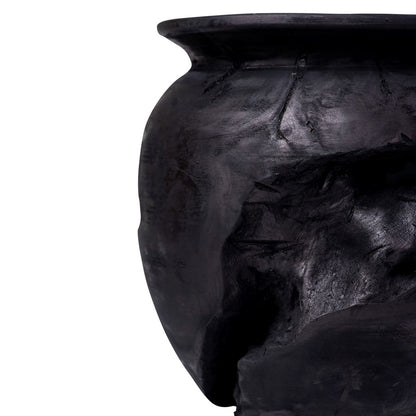 Atlas Lighting Ross 9in Small Vessel | Ebonized Wood | Japandi-Inspired Sculpture & Decor | 9 x 9 x 10 in | Model AC11566-01