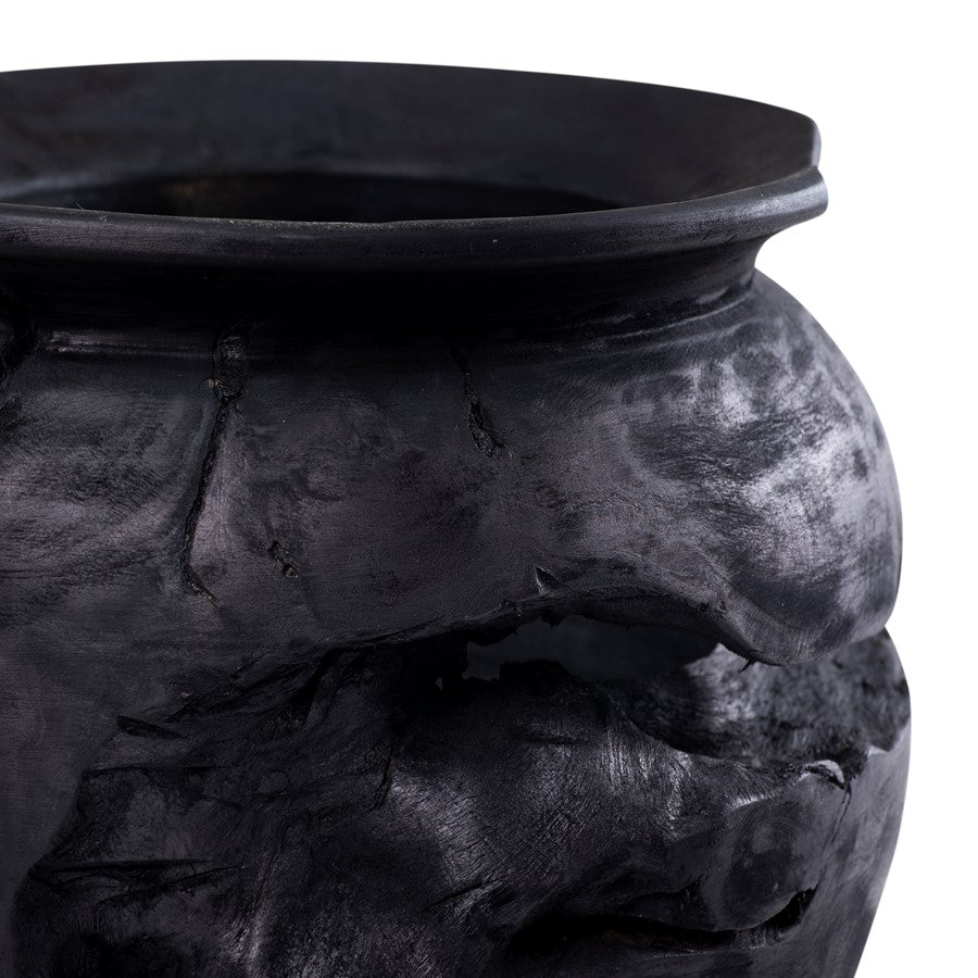 Atlas Lighting Ross 9in Small Vessel | Ebonized Wood | Japandi-Inspired Sculpture & Decor | 9 x 9 x 10 in | Model AC11566-01