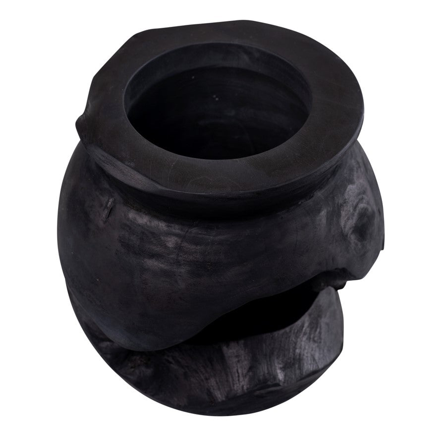 Atlas Lighting Ross Large Vessel | Ebonized Wood Japandi Decor Bowl | Living Room & Entryway Accent | 11 x 11 x 11.15 in | Model AC11566-02