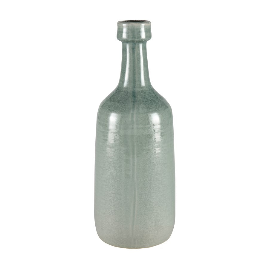 Atlas Lighting Row Large Vase | Light Green Earthenware Ceramic | Living Room & Entryway Floor Accent | 7.25 x 7.25 x 19 in | Model AC11567-01