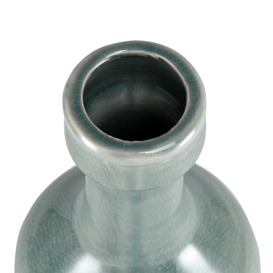 Atlas Lighting Row Large Vase | Light Green Earthenware Ceramic | Living Room & Entryway Floor Accent | 7.25 x 7.25 x 19 in | Model AC11567-01