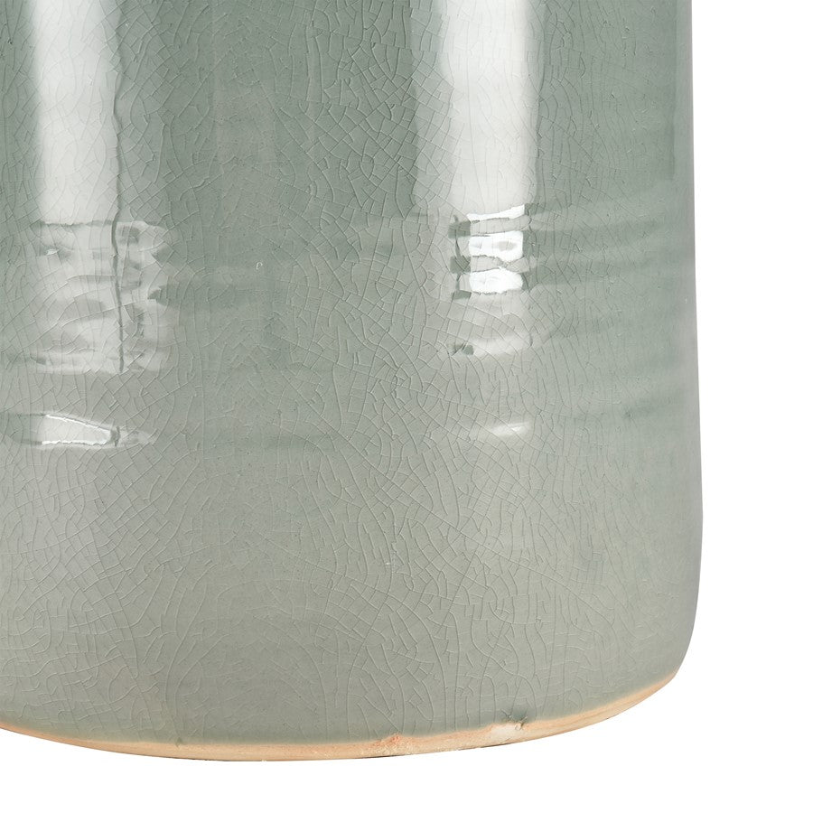 Atlas Lighting Row Large Vase | Light Green Earthenware Ceramic | Living Room & Entryway Floor Accent | 7.25 x 7.25 x 19 in | Model AC11567-01