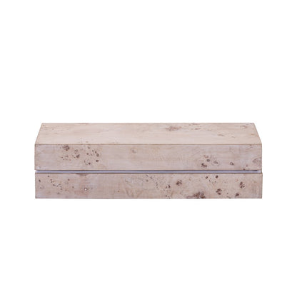 Atlas Lighting Salem 16in Decorative Storage Box | White Burl Wood and Satin Nickel | Living Room & Entryway Organizer | Model AC11569-02
