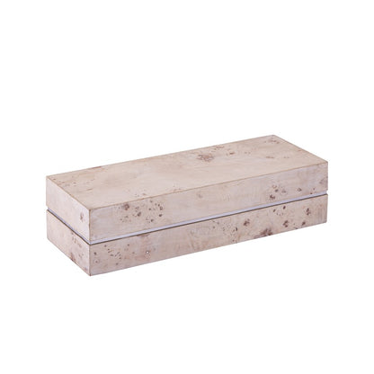 Atlas Lighting Salem 16in Decorative Storage Box | White Burl Wood and Satin Nickel | Living Room & Entryway Organizer | Model AC11569-02