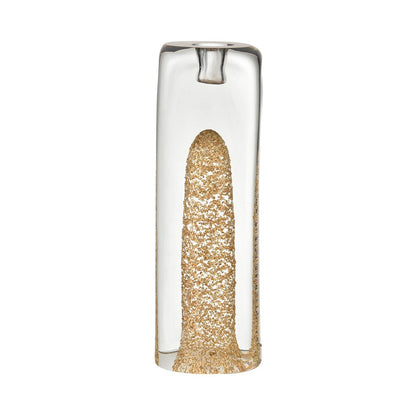 Atlas Lighting Sally 9in Candle Holder | Clear Glass with Gold Flecks | Dining Table & Mantel Accent | 2.75 x 2.75 x 9 in | Model AC11570-02