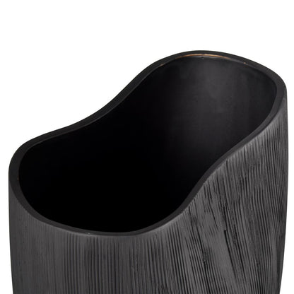 Atlas Lighting Scribing Vase | Modern Black Earthenware | Living Room & Entryway Decor | 6 x 5 x 10 in | Model AC11572-01