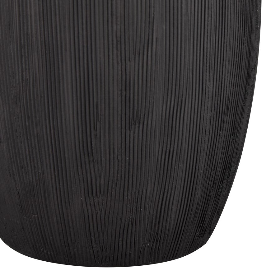 Atlas Lighting Scribing Vase | Modern Black Earthenware | Living Room & Entryway Decor | 6 x 5 x 10 in | Model AC11572-01
