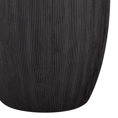 Atlas Lighting Scribing Vase | Modern Black Earthenware | Living Room & Entryway Decor | 6 x 5 x 10 in | Model AC11572-01