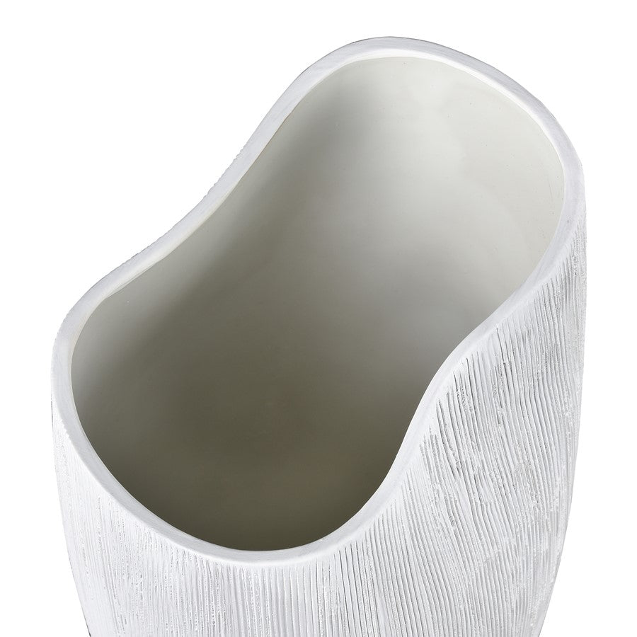 Atlas Lighting Scribing Vase | Modern White Earthenware | Living Room & Entryway Decor | 6 x 5 x 10 in | Model AC11572-02