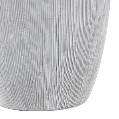 Atlas Lighting Scribing Vase | Modern White Earthenware | Living Room & Entryway Decor | 6 x 5 x 10 in | Model AC11572-02