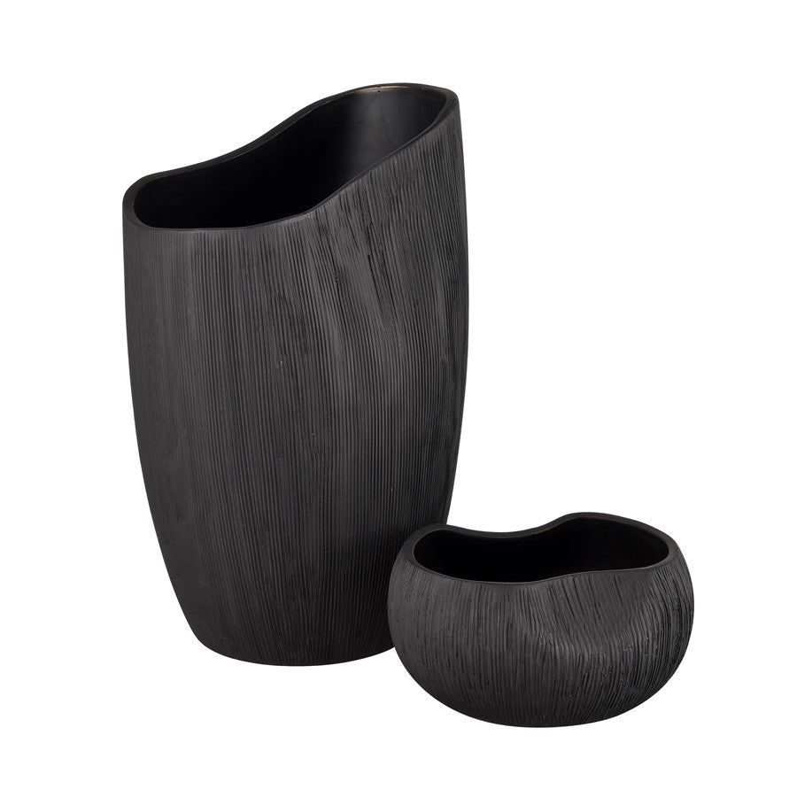 Atlas Lighting Scribing Votive | Modern Black Earthenware | Kitchen & Entryway Decor | 5 x 4.5 x 2.5 in | Model AC11573-01