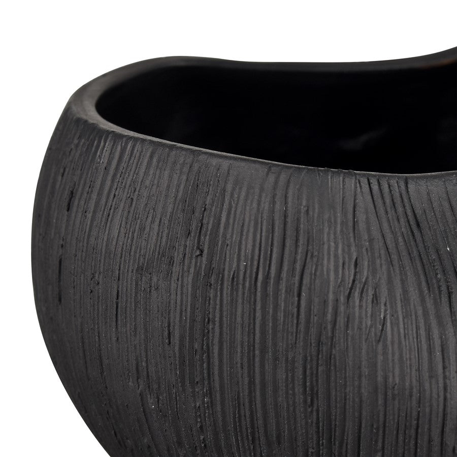 Atlas Lighting Scribing Votive | Modern Black Earthenware | Kitchen & Entryway Decor | 5 x 4.5 x 2.5 in | Model AC11573-01