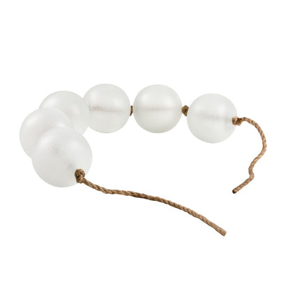Atlas Lighting Seaglass Rope Object | White Art Glass Orbs with Rope | Coastal Shelf & Mantel Sculpture | 28 x 4 x 4 in | Model AC11575-01