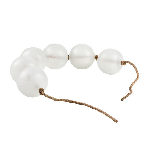 Atlas Lighting Seaglass Rope Object | White Art Glass Orbs with Rope | Coastal Shelf & Mantel Sculpture | 28 x 4 x 4 in | Model AC11575-01