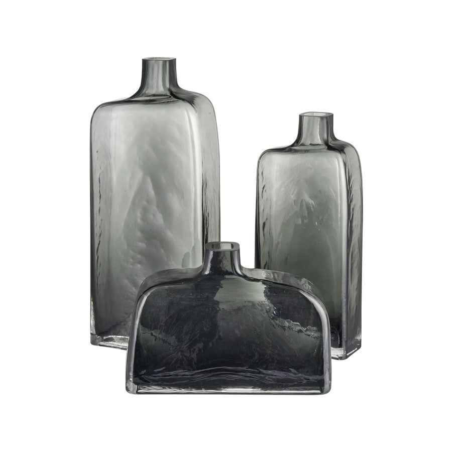 Atlas Lighting Sellen Medium Vase | Smoke Glass Bottle Shape | Shelf & Table Decor | 5 x 2.5 x 11.75 in | Model AC11576-01