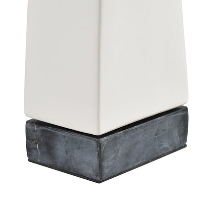 Atlas Lighting Serengeti Elephant Sculpture | Matte White Earthenware on Black Stone Base | Bookshelf & Credenza Decor | Model AC11578-01