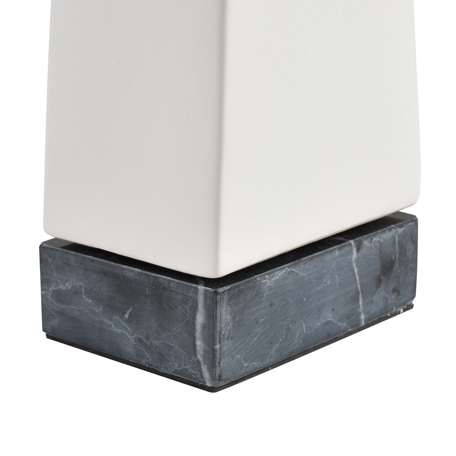 Atlas Lighting Serengeti Ram Sculpture | Matte White Earthenware on Black Stone Base | Bookshelf & Credenza Decor | Model AC11579-01