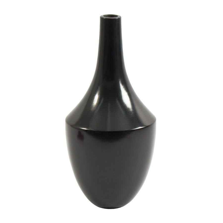 Atlas Lighting Shadow Extra Large Vase | Transitional Black Earthenware | Living Room & Entryway Decor | 7 x 7 x 16 in | Model AC11581-01