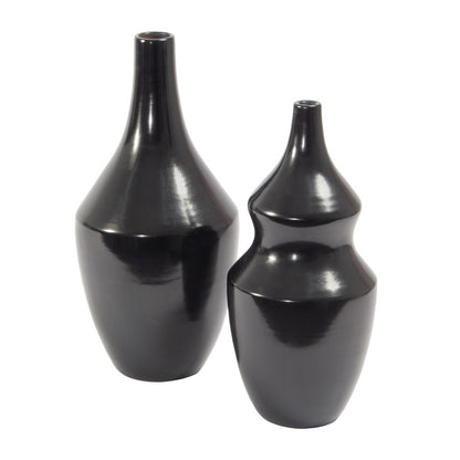 Atlas Lighting Shadow Extra Large Vase | Transitional Black Earthenware | Living Room & Entryway Decor | 7 x 7 x 16 in | Model AC11581-01