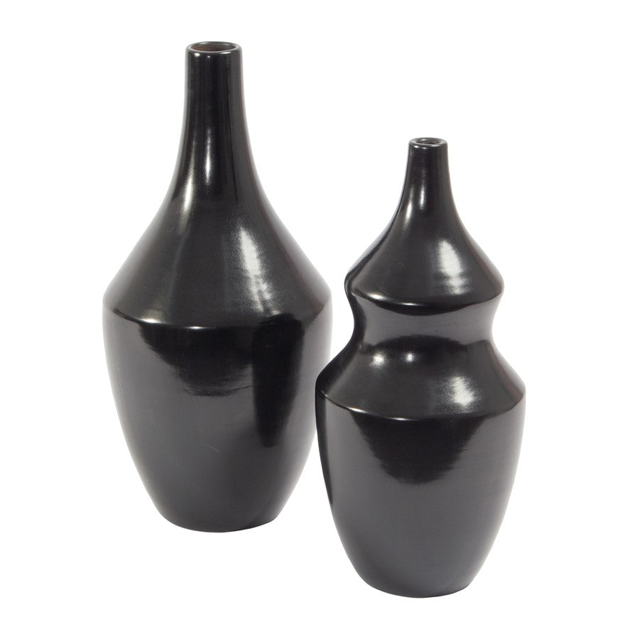 Atlas Lighting Shadow Large Vase | Transitional Black Earthenware | Living Room & Entryway Decor | 7 x 7 x 14 in | Model AC11582-01