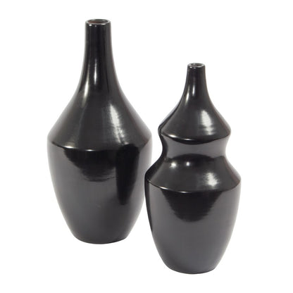 Atlas Lighting Shadow Large Vase | Transitional Black Earthenware | Living Room & Entryway Decor | 7 x 7 x 14 in | Model AC11582-01