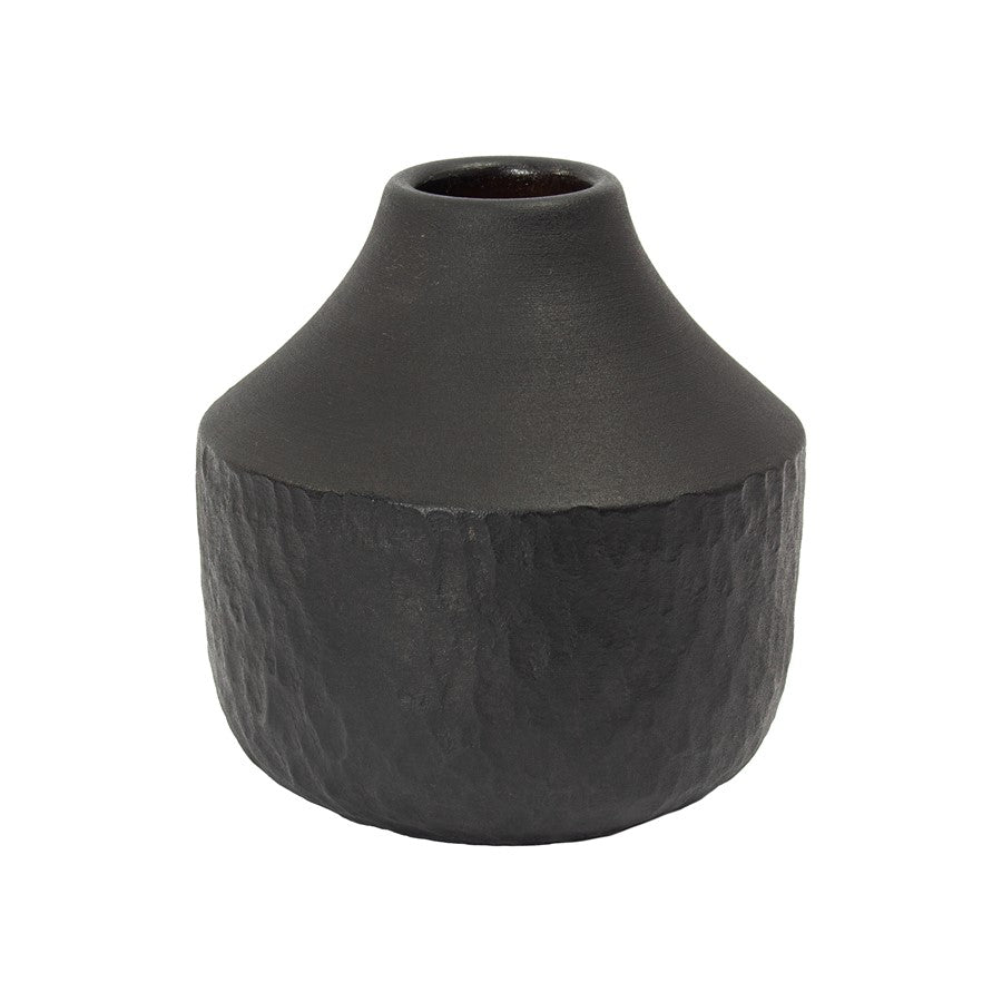 Atlas Lighting Shadow Small Vase | Transitional Matte Black Earthenware | Living Room & Entryway Decor | 6 x 6 x 6 in | Model AC11584-01