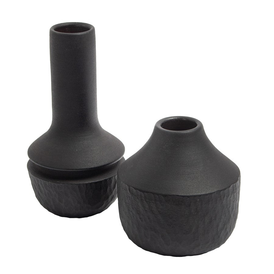 Atlas Lighting Shadow Small Vase | Transitional Matte Black Earthenware | Living Room & Entryway Decor | 6 x 6 x 6 in | Model AC11584-01