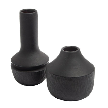 Atlas Lighting Shadow Small Vase | Transitional Matte Black Earthenware | Living Room & Entryway Decor | 6 x 6 x 6 in | Model AC11584-01