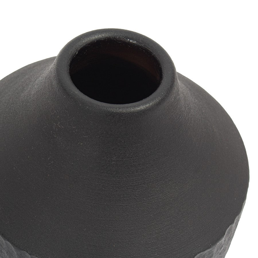 Atlas Lighting Shadow Small Vase | Transitional Matte Black Earthenware | Living Room & Entryway Decor | 6 x 6 x 6 in | Model AC11584-01