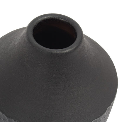 Atlas Lighting Shadow Small Vase | Transitional Matte Black Earthenware | Living Room & Entryway Decor | 6 x 6 x 6 in | Model AC11584-01