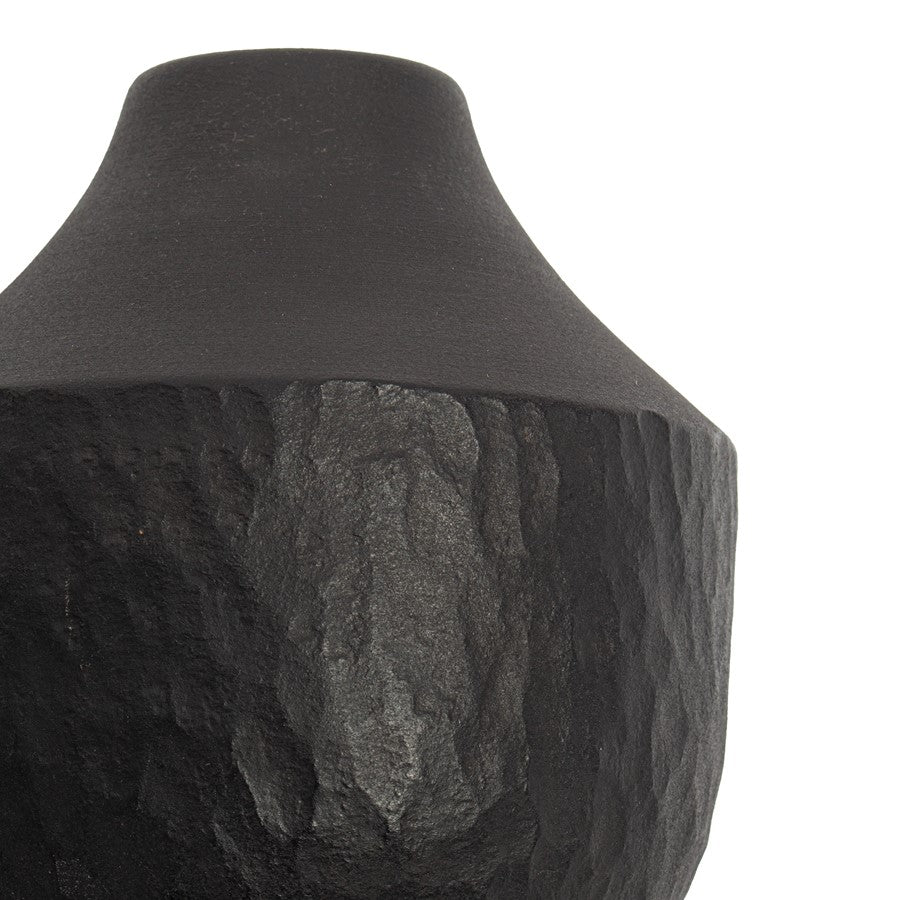 Atlas Lighting Shadow Small Vase | Transitional Matte Black Earthenware | Living Room & Entryway Decor | 6 x 6 x 6 in | Model AC11584-01