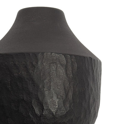 Atlas Lighting Shadow Small Vase | Transitional Matte Black Earthenware | Living Room & Entryway Decor | 6 x 6 x 6 in | Model AC11584-01