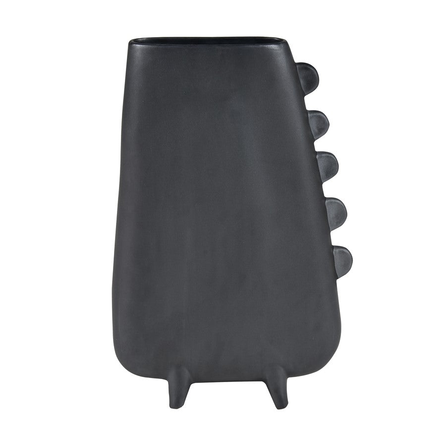 Atlas Lighting Sharpe Vase | Modern Matte Black Earthenware Sculpture | Living Room & Entryway Decor | 9.25 x 3 x 14 in | Model AC11588-01