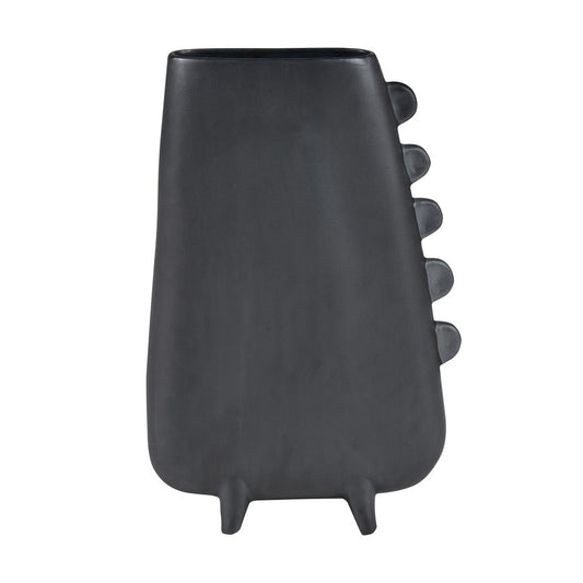 Atlas Lighting Sharpe Vase | Modern Matte Black Earthenware Sculpture | Living Room & Entryway Decor | 9.25 x 3 x 14 in | Model AC11588-01