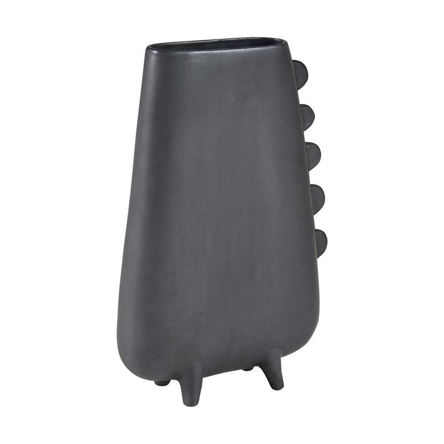 Atlas Lighting Sharpe Vase | Modern Matte Black Earthenware Sculpture | Living Room & Entryway Decor | 9.25 x 3 x 14 in | Model AC11588-01
