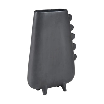 Atlas Lighting Sharpe Vase | Modern Matte Black Earthenware Sculpture | Living Room & Entryway Decor | 9.25 x 3 x 14 in | Model AC11588-01