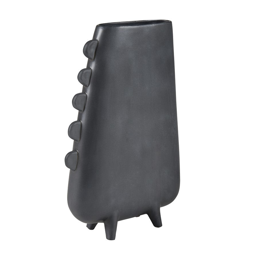 Atlas Lighting Sharpe Vase | Modern Matte Black Earthenware Sculpture | Living Room & Entryway Decor | 9.25 x 3 x 14 in | Model AC11588-01