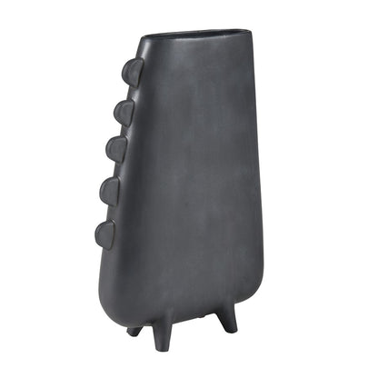Atlas Lighting Sharpe Vase | Modern Matte Black Earthenware Sculpture | Living Room & Entryway Decor | 9.25 x 3 x 14 in | Model AC11588-01