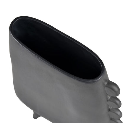 Atlas Lighting Sharpe Vase | Modern Matte Black Earthenware Sculpture | Living Room & Entryway Decor | 9.25 x 3 x 14 in | Model AC11588-01