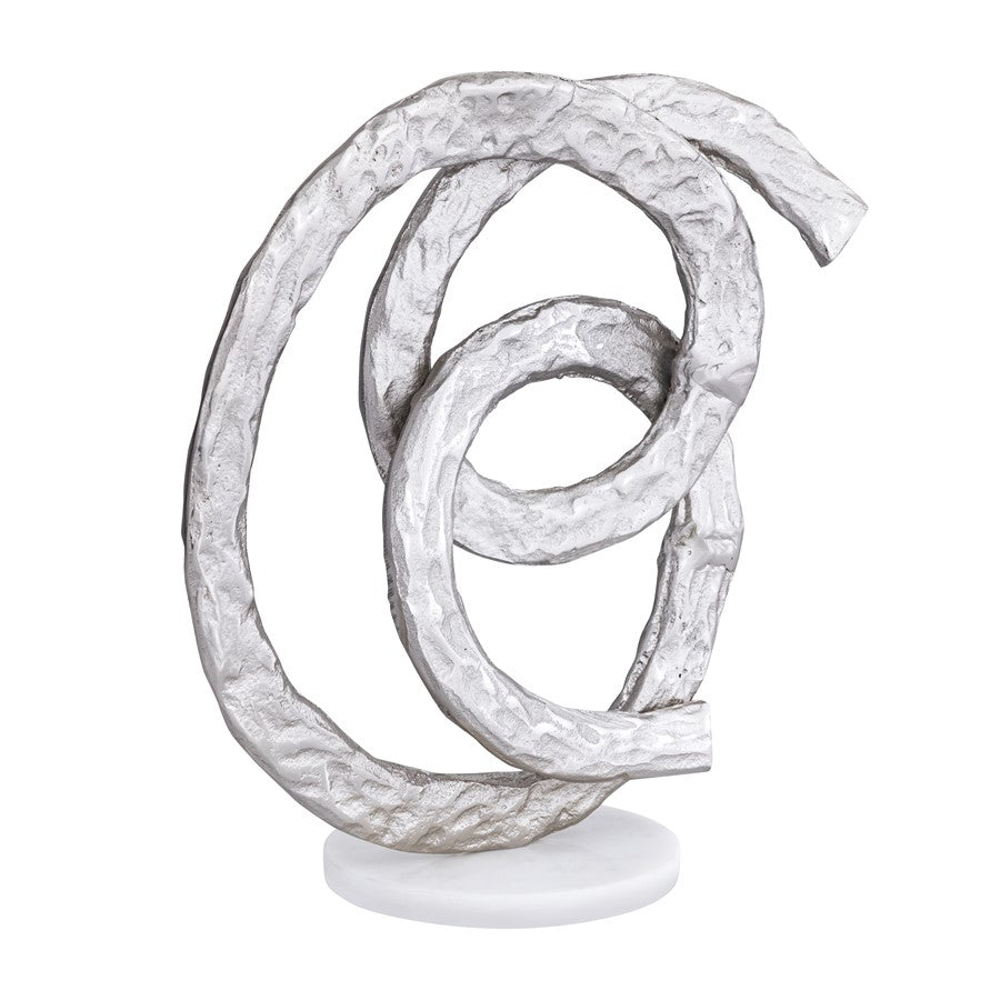 Atlas Lighting Sherman Object | Silver Metal Sculpture on White Marble Base | Living Room & Office Decor | 8 x 6 x 14 in | Model AC11589-01