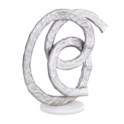 Atlas Lighting Sherman Object | Silver Metal Sculpture on White Marble Base | Living Room & Office Decor | 8 x 6 x 14 in | Model AC11589-01