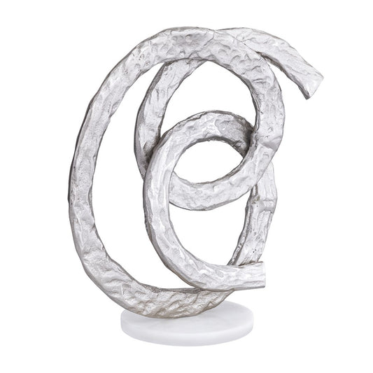 Atlas Lighting Sherman Object | Silver Metal Sculpture on White Marble Base | Living Room & Office Decor | 8 x 6 x 14 in | Model AC11589-01