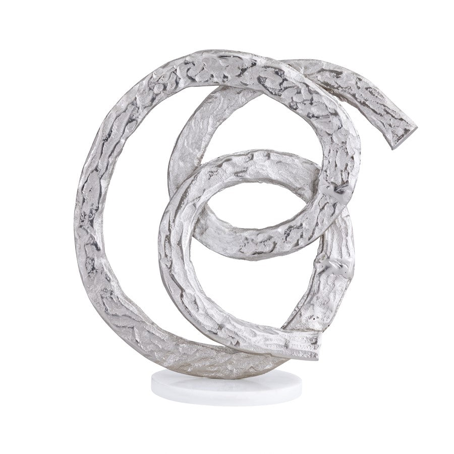 Atlas Lighting Sherman Object | Silver Metal Sculpture on White Marble Base | Living Room & Office Decor | 8 x 6 x 14 in | Model AC11589-01